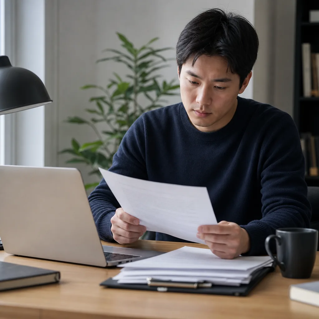 A person reviewing AI safety documents beside a laptop