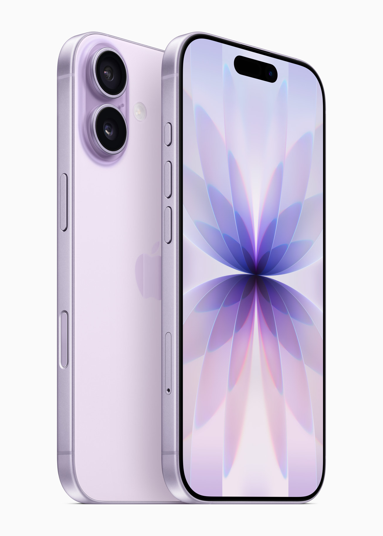 Design Overview image of Straight-on front view of the Apple iPhone 17 display, showing the screen and overall form factor clearly