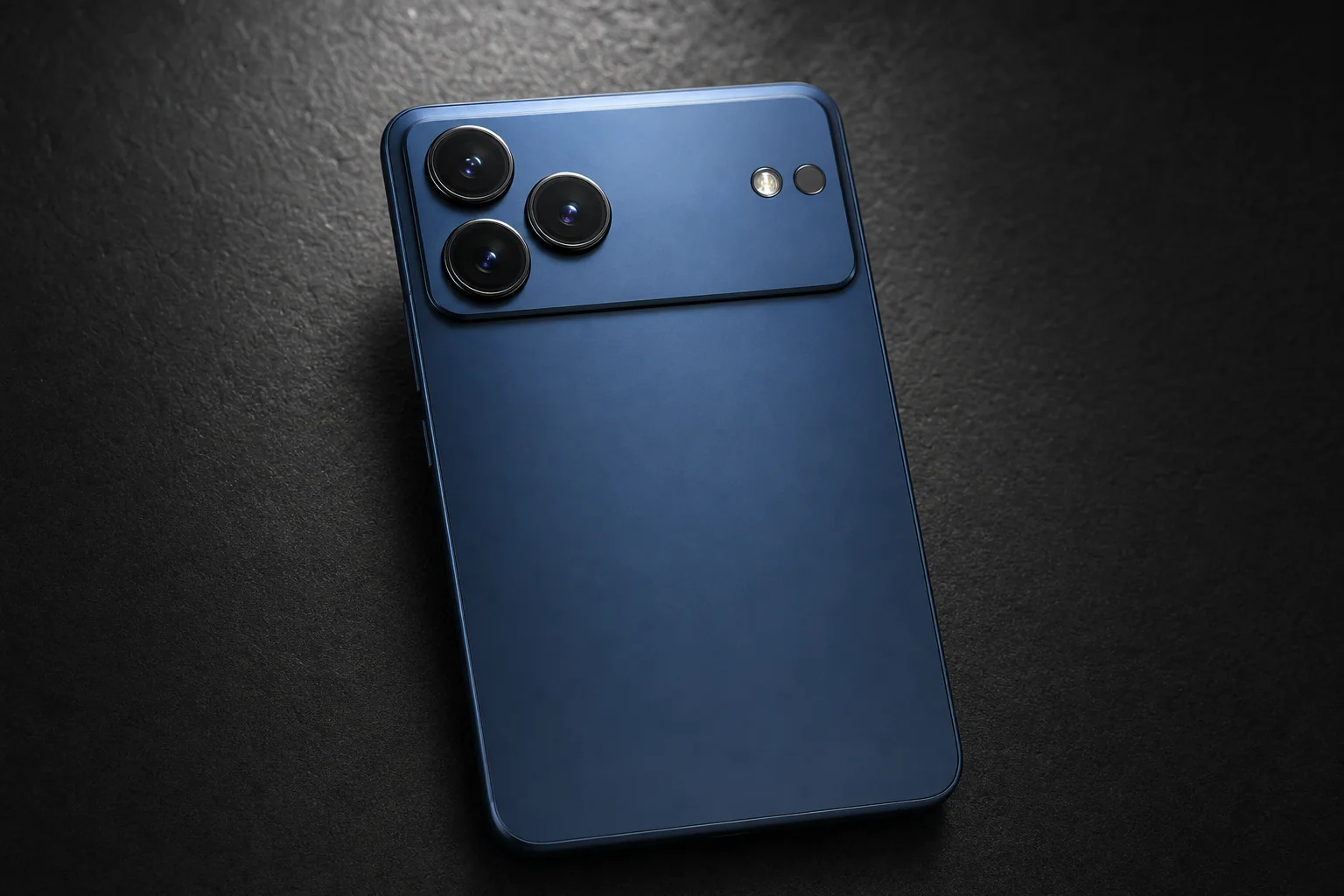 Concept visualisation of a premium smartphone rear camera plateau with three lenses