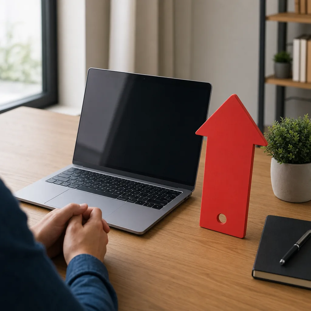 An unbranded laptop and tablet beside a wallet and pound coins
