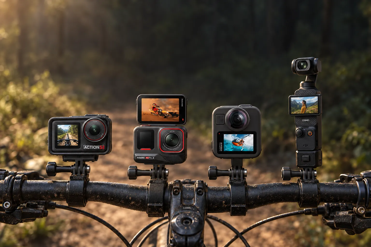 DJI Osmo Action 5 Pro, Insta360 Ace Pro 2, GoPro MAX2 and DJI Osmo Pocket 3