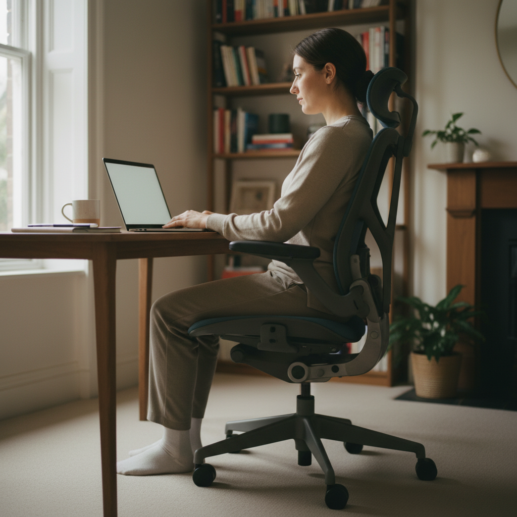 Proper lumbar support and a forward-tilted seat are what separate £200 chairs from cheaper ones.
