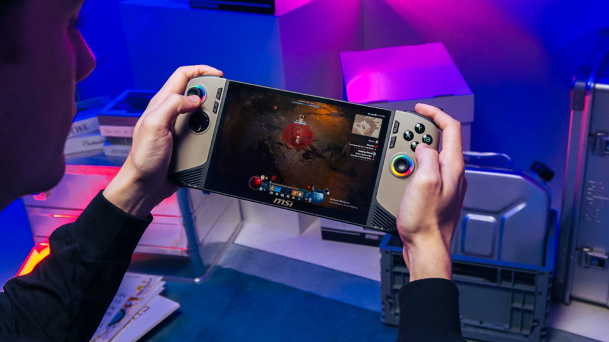MSI Claw 2 AI image of Official or review press photo of the MSI Claw 2 AI handheld gaming PC showing the front face, screen, and button layout