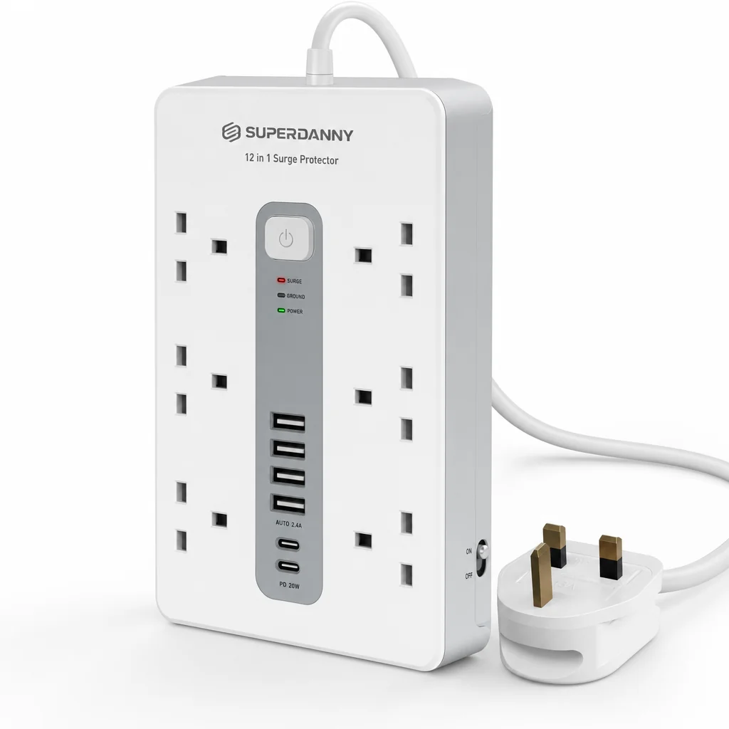 SUPERDANNY 12-in-1 Surge Protector