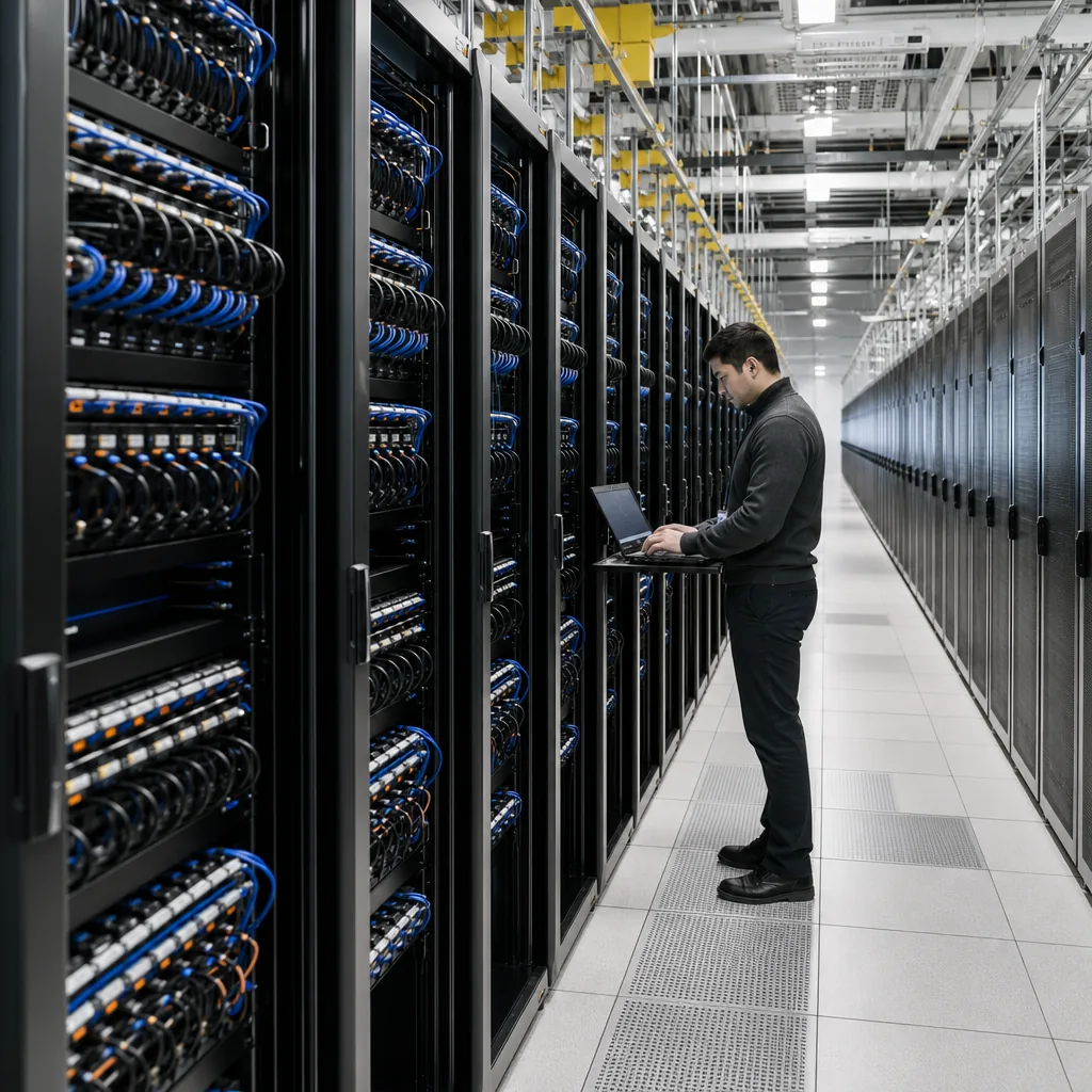 Server racks in an AI data centre