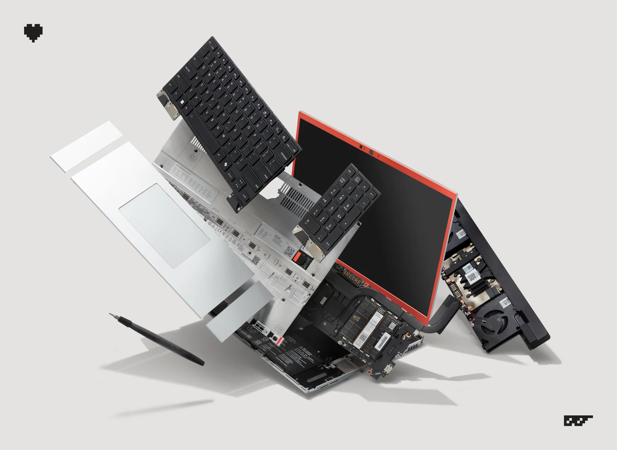 Design image of close up of the Framework Laptop 16 side expansion card ports