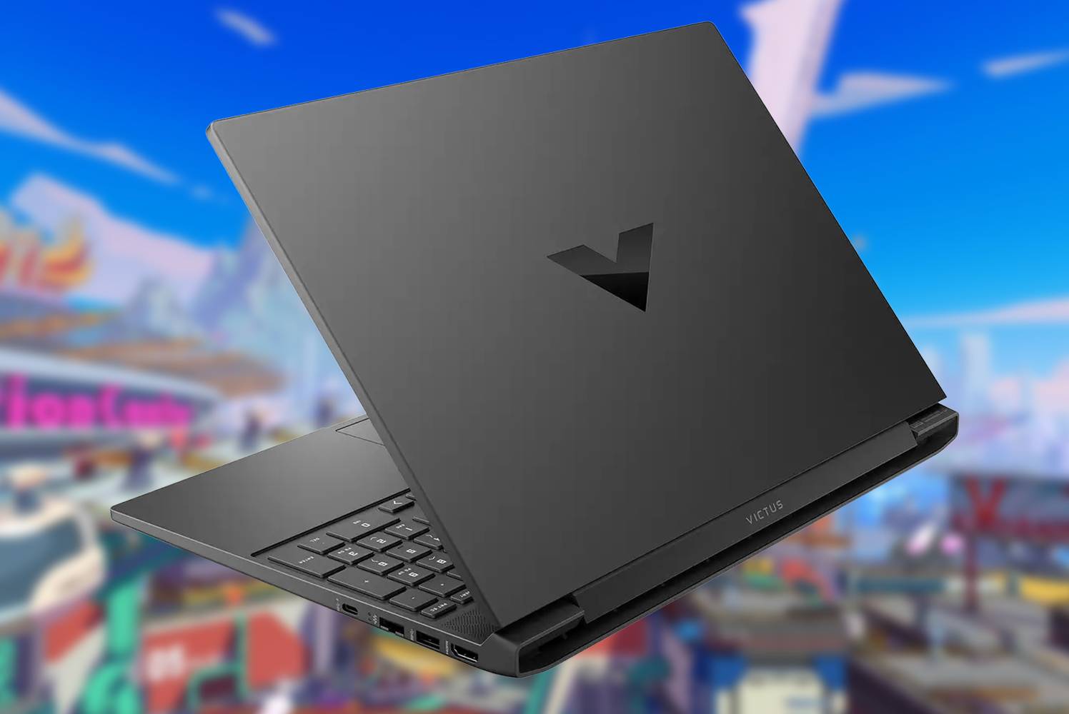 Performance image of Person actively using the HP Victus 15 gaming laptop 2026, gaming or working, showing the screen lit up with content