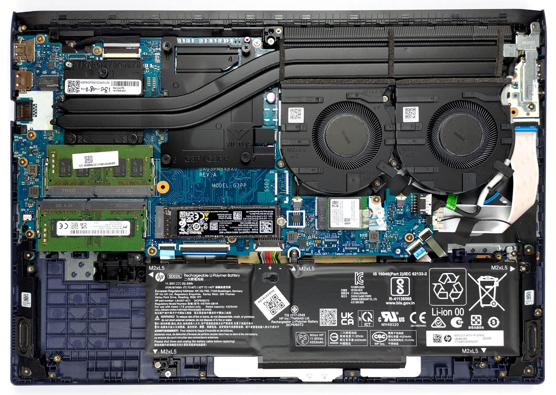 Ports and Build image of Side profile view of the HP Victus 15 gaming laptop 2026 showing port selection, thickness, and chassis build quality