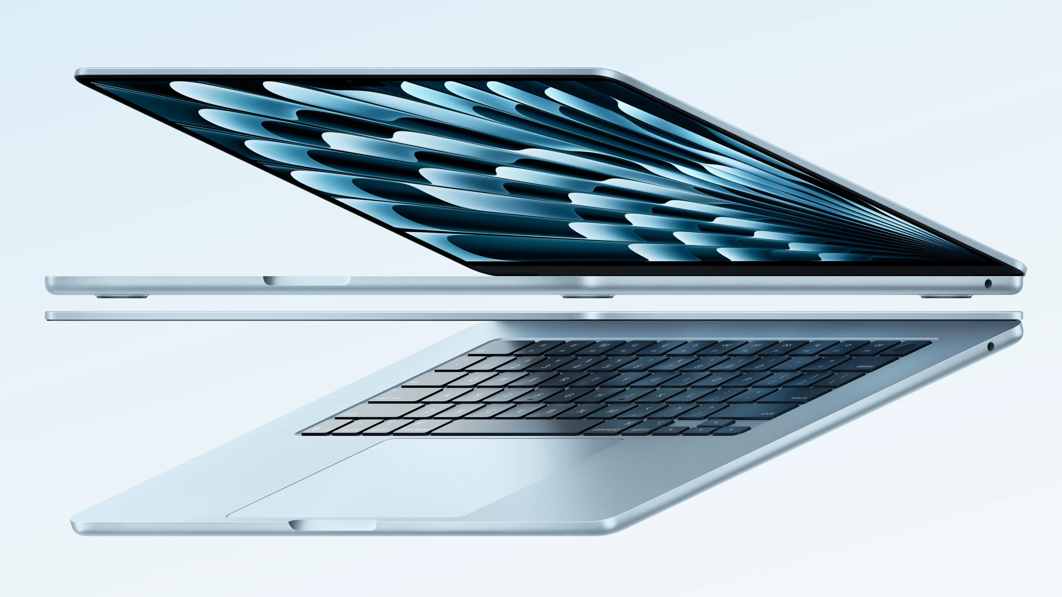 Display image of Straight-on front view of the MacBook Air M4 display showing the screen and thin bezels clearly
