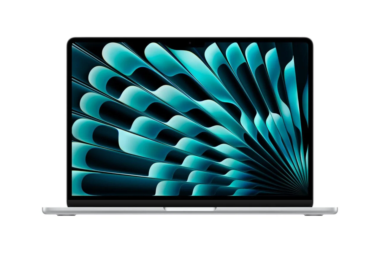 Hero image of Clean official product shot of the MacBook Air M4 open on a flat surface showing the full display and keyboard