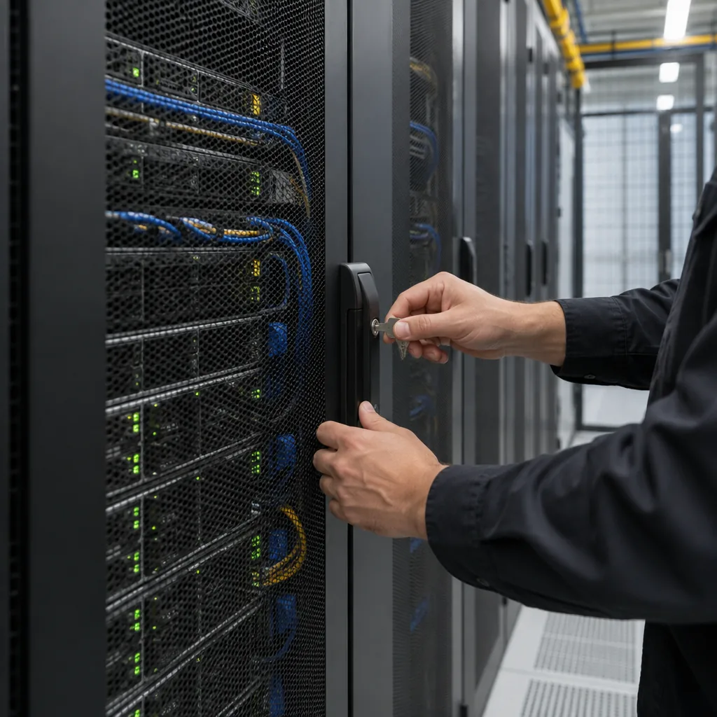 Secured server rack in a data centre
