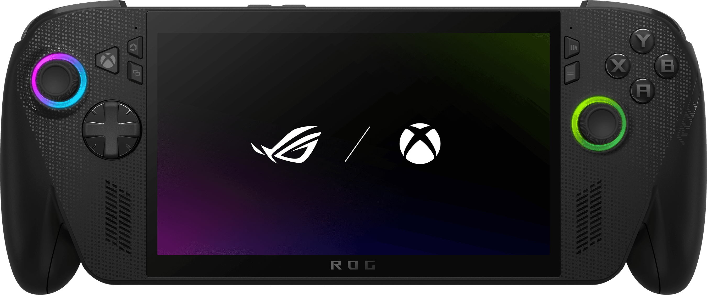 Unboxing image of Unboxing photo of the ROG Ally X showing the device and included accessories laid out, official or press-quality unboxing image