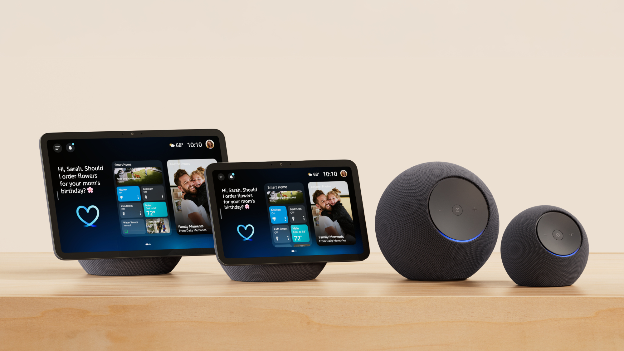 Echo Dot smart speaker on a bedside table
