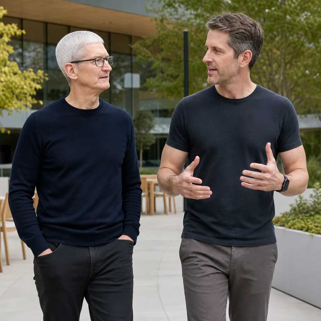 Tim Cook and John Ternus at a corporate campus