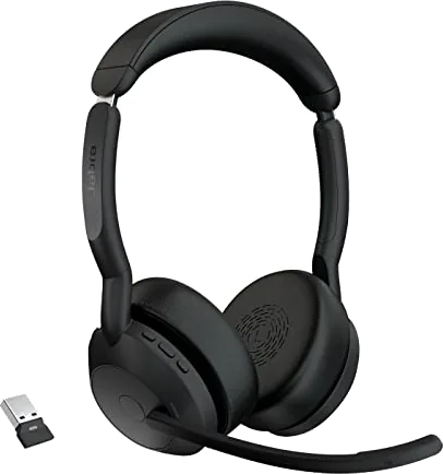 Jabra Evolve2 55 Stereo Wireless Headset Air Comfort Technology, Noise-cancelling Mics, and ANC - Works with UC Platform