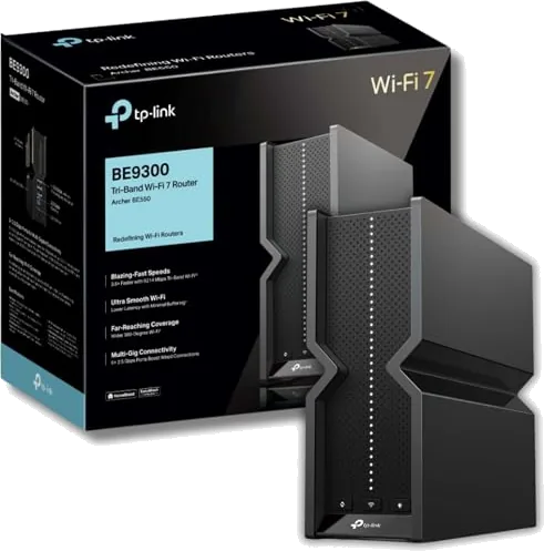 TP-Link Archer BE550 Tri-Band BE9300 WiFi 7 Router, 6-Stream 9.2Gbps Speed WiFi Router, Full 5x 2.5G WAN/LAN Ports, 6x I