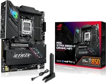ASUS ROG Strix B850-F Gaming WiFi AMD motherboard, 16+2+2 power stages, DDR5 slots, four M.2 slots, PCIe 5.0, total supp