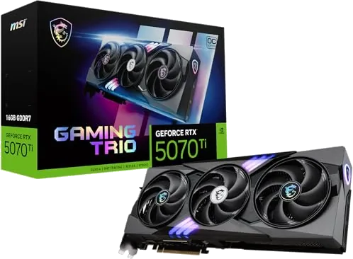 MSI GeForce RTX 5070 Ti 16G GAMING TRIO OC Graphics Card - RTX 5070 Ti GPU, 16GB GDDR7 (28Gbps/256-bit), PCIe 5.0 - TRI 