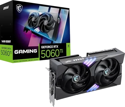 MSI GeForce RTX 5060 Ti 16G GAMING OC Graphics Card - RTX 5060 Ti GPU, 16GB GDDR7 (28Gbps/128-bit), PCIe 5.0 - TWIN FROZ