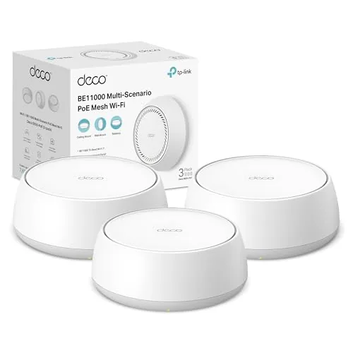 NEW TP-Link Deco BE65-PoE BE9300Mbps WiFi 7 Mesh System with PoE, 5Gbps PoE Port, Up to 7600 ft2 Coverage, 200+ Devices 